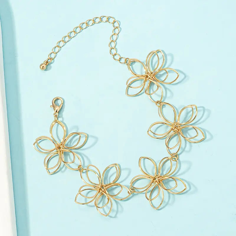 Boho Flower Bracelet - Hollow Chain Hand Jewelry