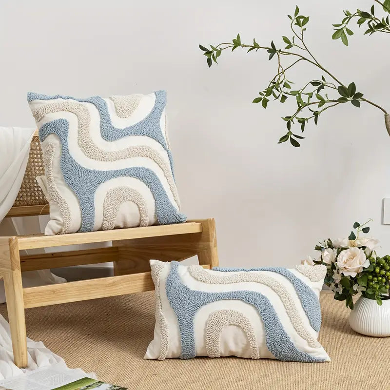Blue Velvet Pillow Cover - Bohemian Chic Decor, Zippered