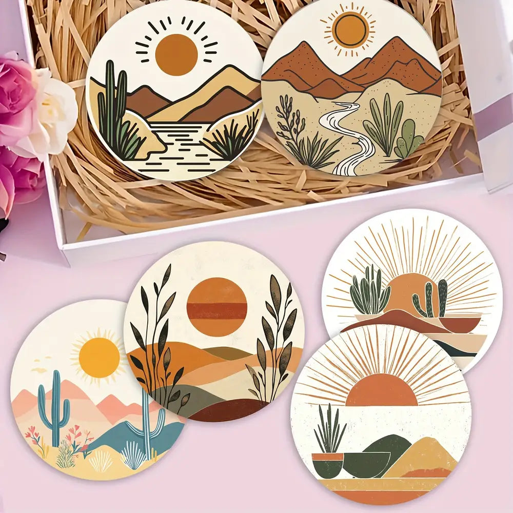 Lot de 4 ou 6 sous-verres à motif de pic de montagne Sun Creek
