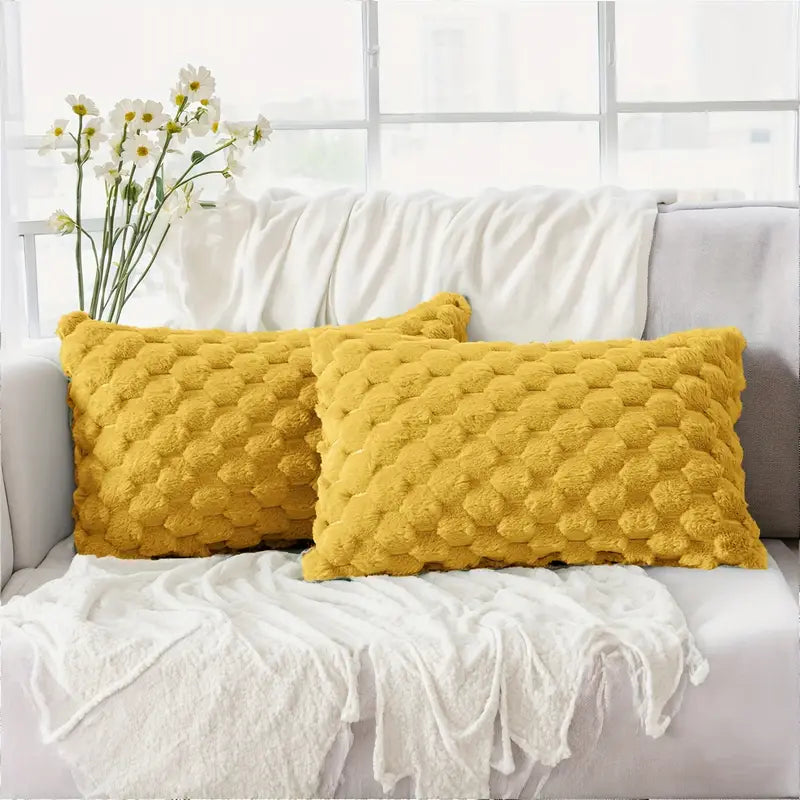 Lot de 2 housses de coussin style bohème chic – Douces et moelleuses, style ferme, pour canapé et chambre