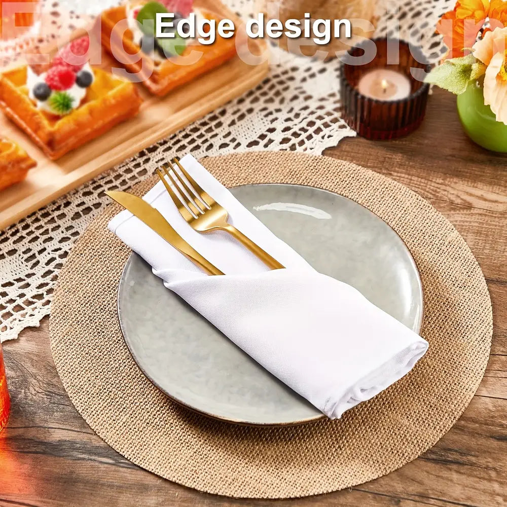 Boho Chic Rustic Round Placemats - 6/8pcs