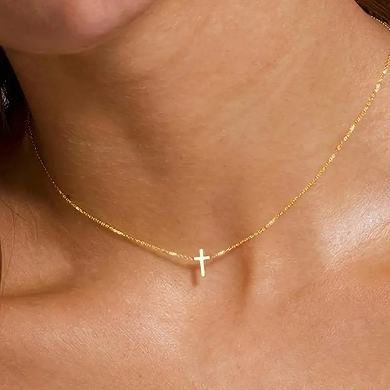 Golden Cross Pendant Necklace