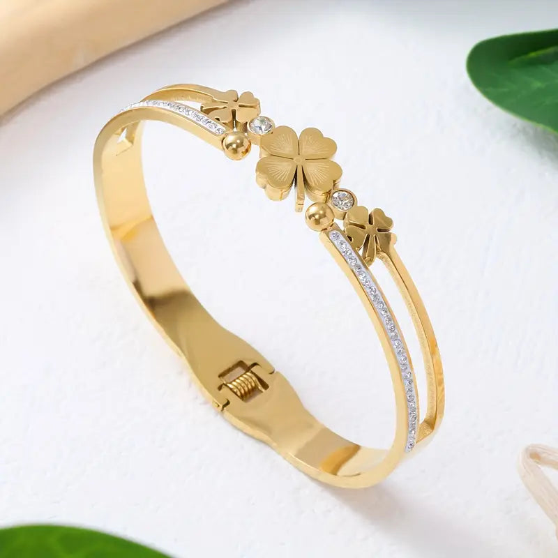 Luxury Stainless Steel Bangle – Zircon Bracelet for Ramadan & Everyday Wear