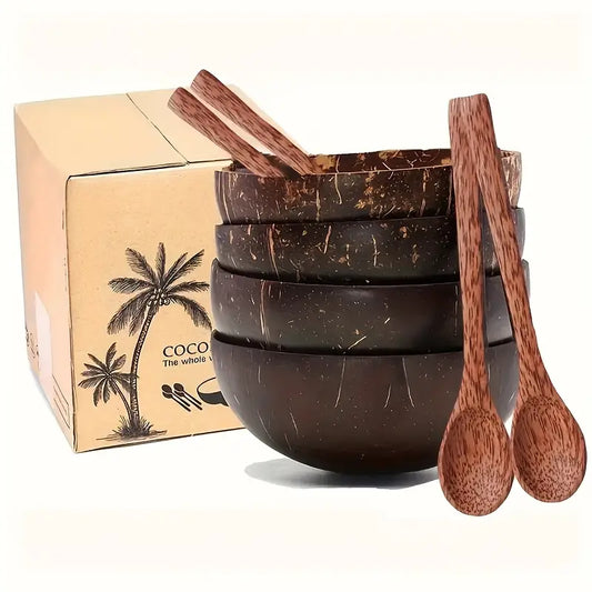 4PC Handcrafted Ceramic Bowls with Spoons – For Smoothies & Ice Cream