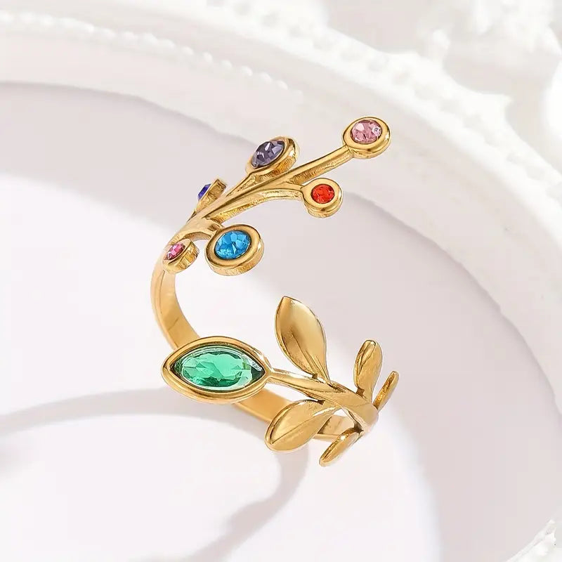 Vintage Rhinestone Ring - Adjustable Open Band Jewelry