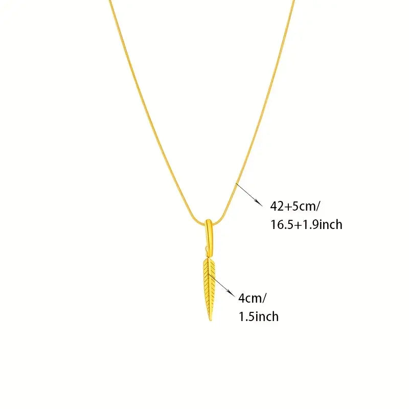 Golden Stainless Steel Pendant Necklace - Minimalist Unisex Jewelry