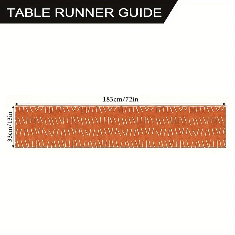 Burnt Orange Mudcloth Table Runner – Rustic Boho Decor for Dining or Kitchen