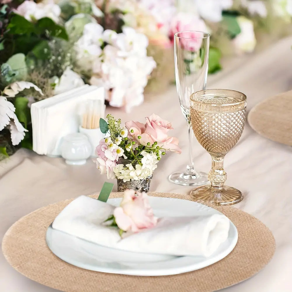 Boho Chic Rustic Round Placemats - 6/8pcs