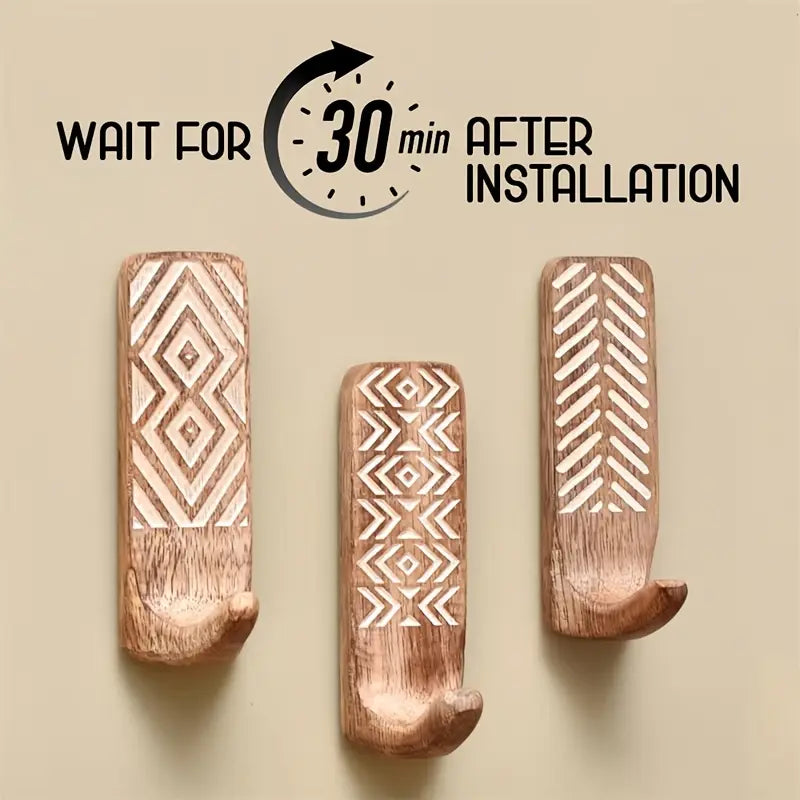 Boho Chic 3 stuks houten wandhaken