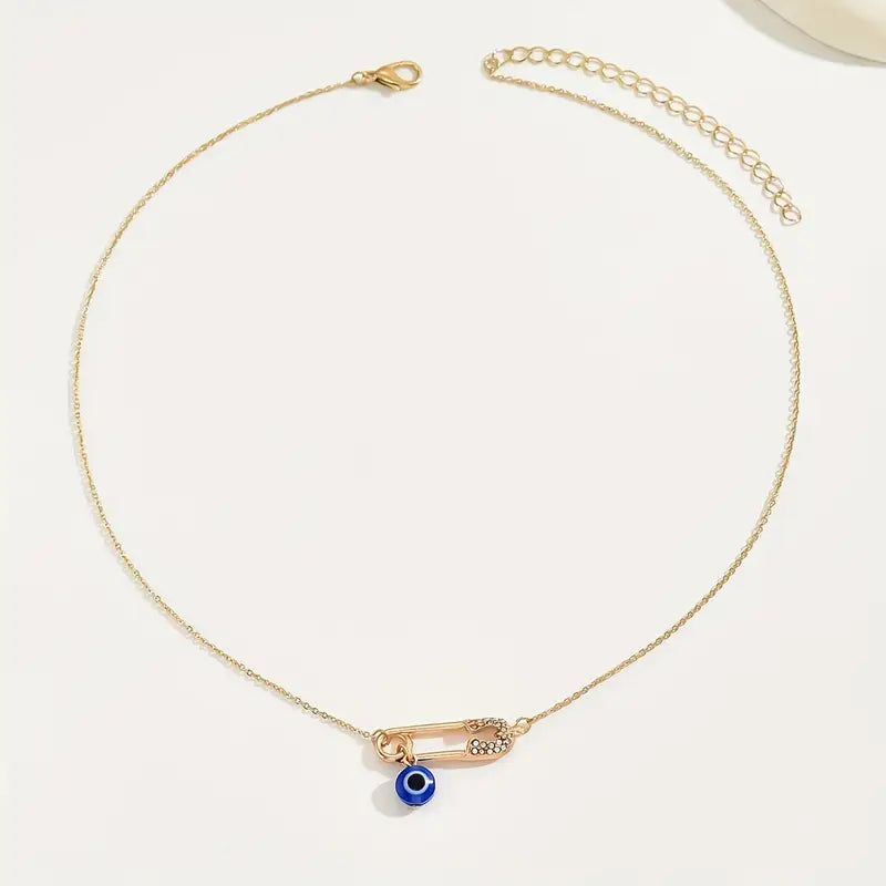 18K Gold Geometric Rhinestone Pendant Necklace