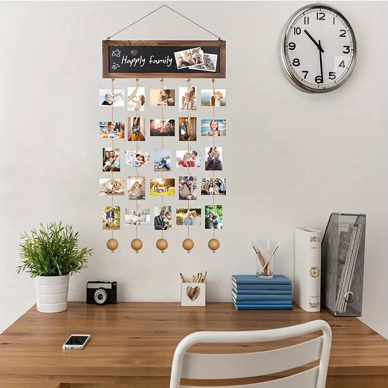 Rustic Photo Collage Board - Personalized Picture Hanging Display