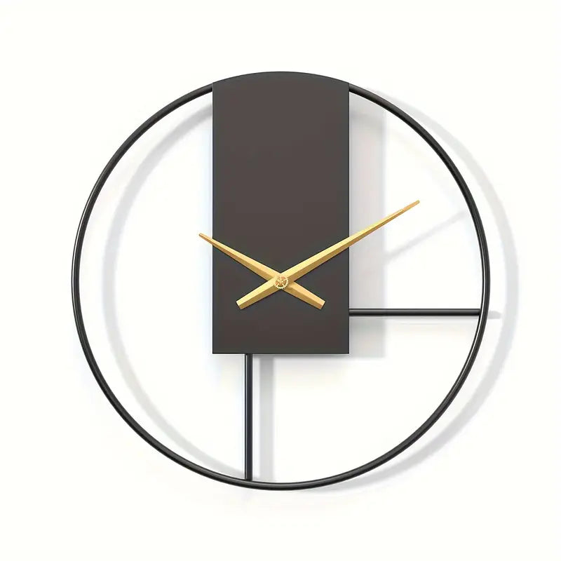 Silent Wall Clock - Black Gold Metal Art Decor Modern Minimalist