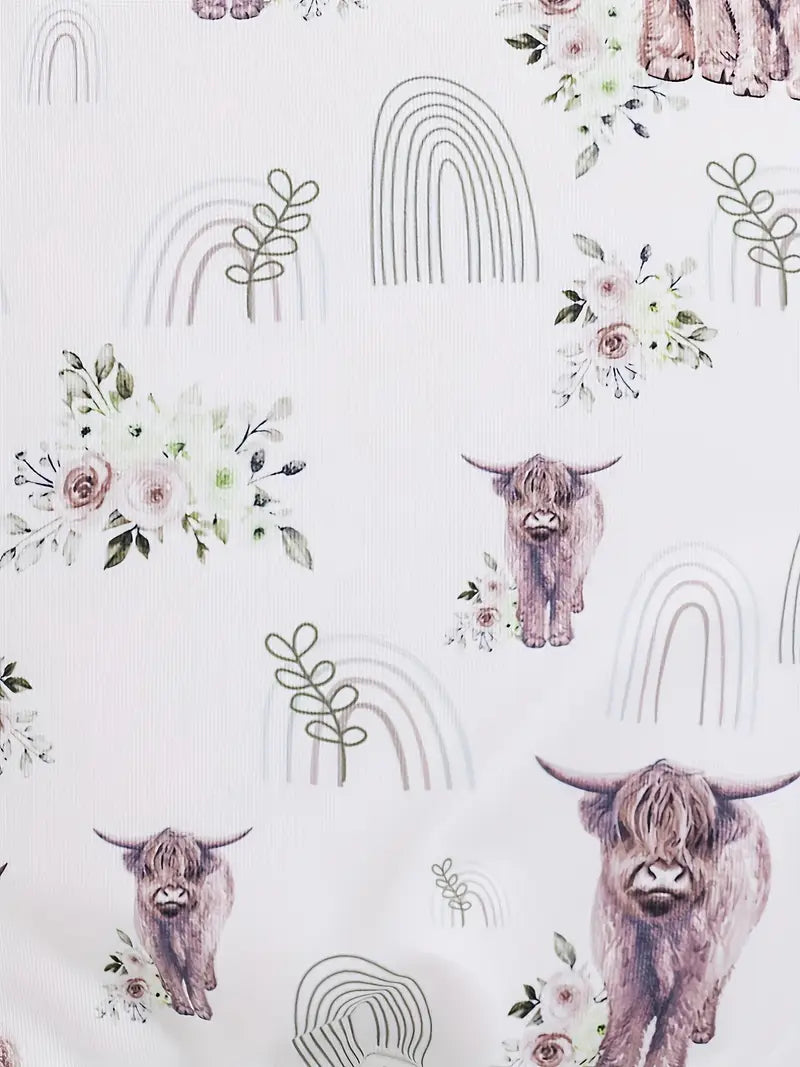 Barboteuse bébé à imprimé vache | Combinaison sans manches style bohème pour tout-petits