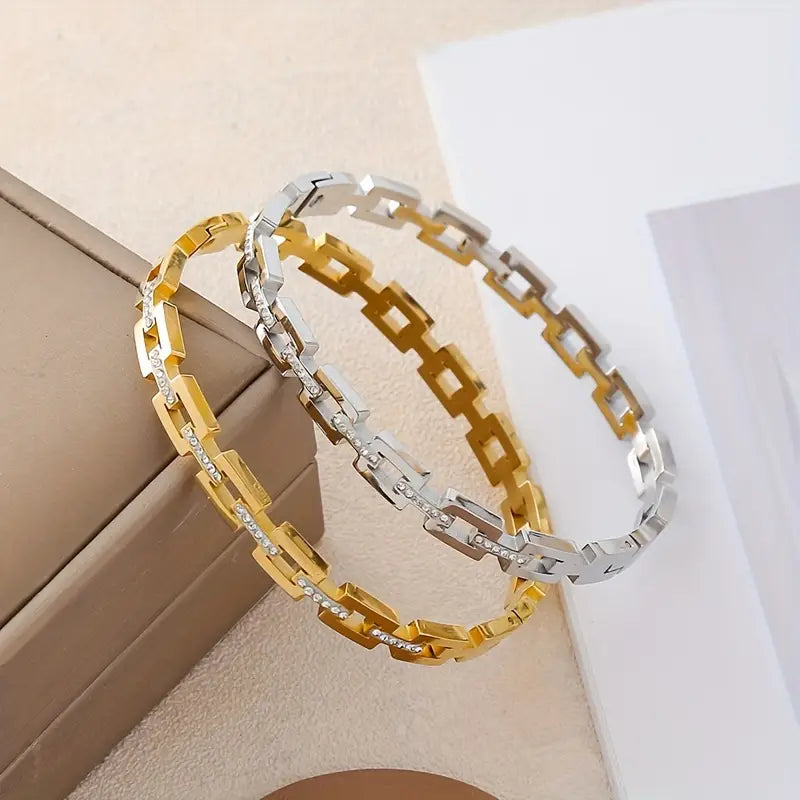 18K Gold Infinity Bangle Birthstone Bracelet Stainless Steel