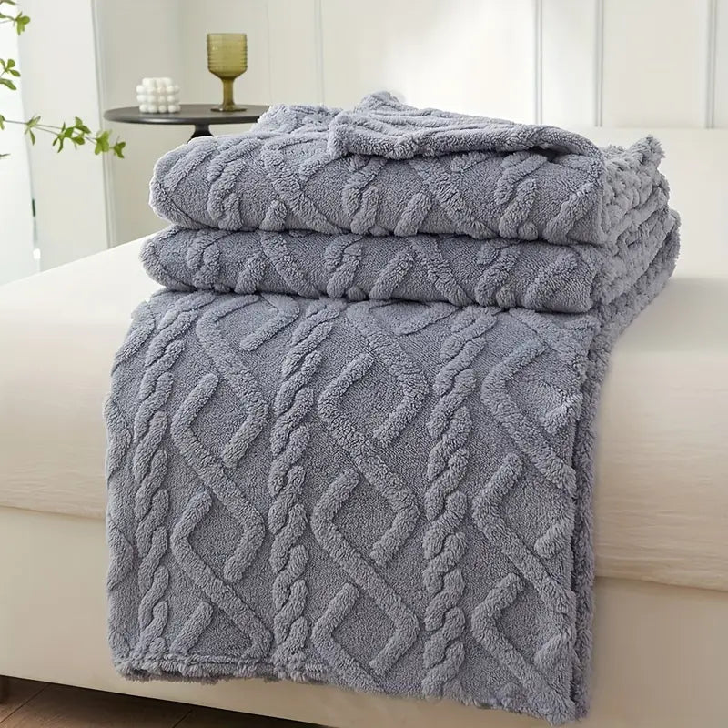1pc Ultra-Soft Lamb Fleece Blanket - Cozy, Warm, Plush Throw with Stylish 3D Diamond Pattern