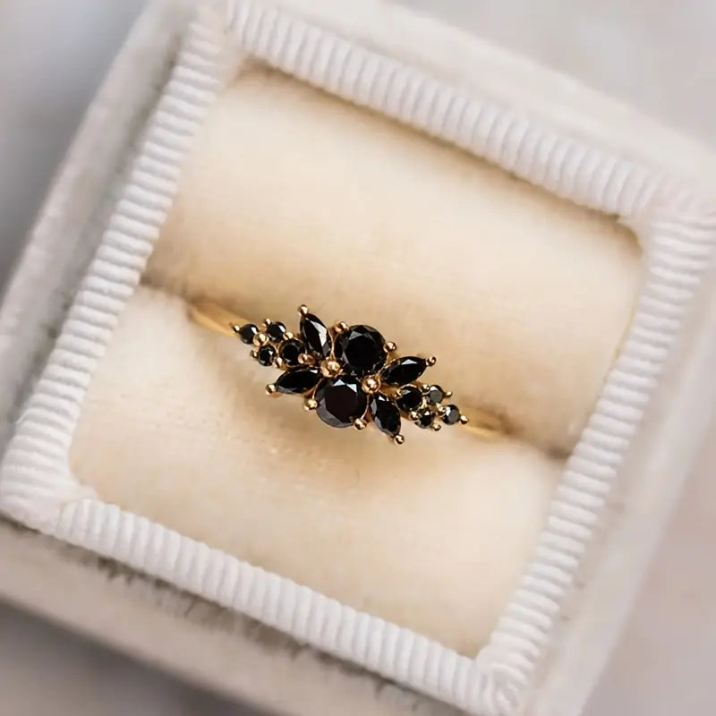 Couples Rings Black Zirconia Copper Wedding Anniversary Bands
