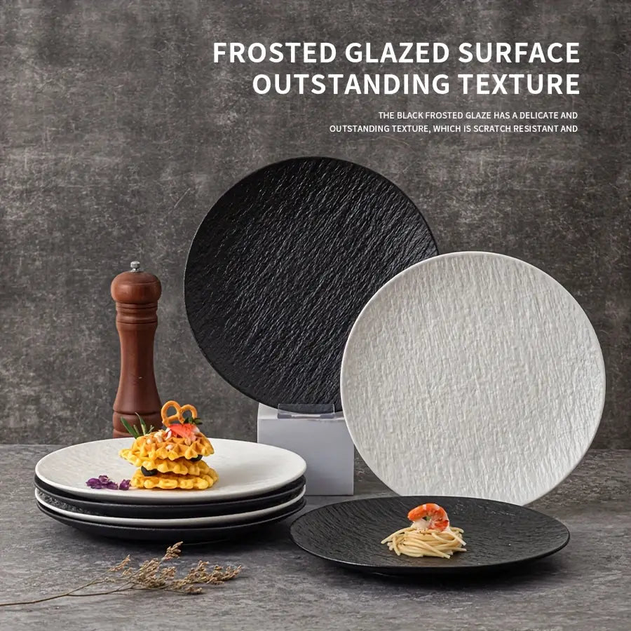Assiette à dîner en céramique texturée motif roche, 2/4 pièces