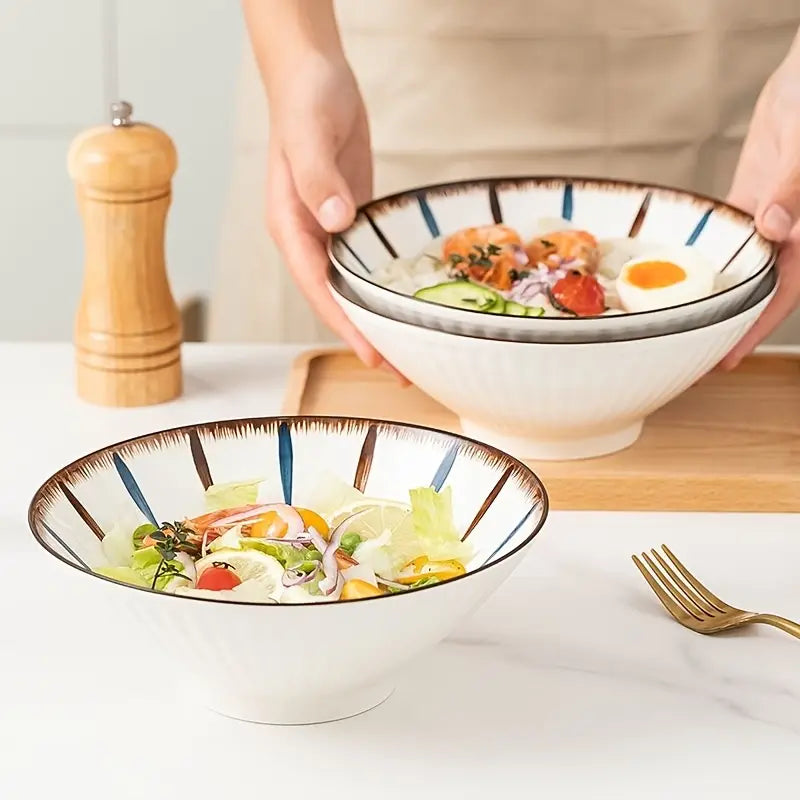 2-4PCS Ceramic Pasta Bowls – Stylish Tableware for Rice, Salad, Noodles