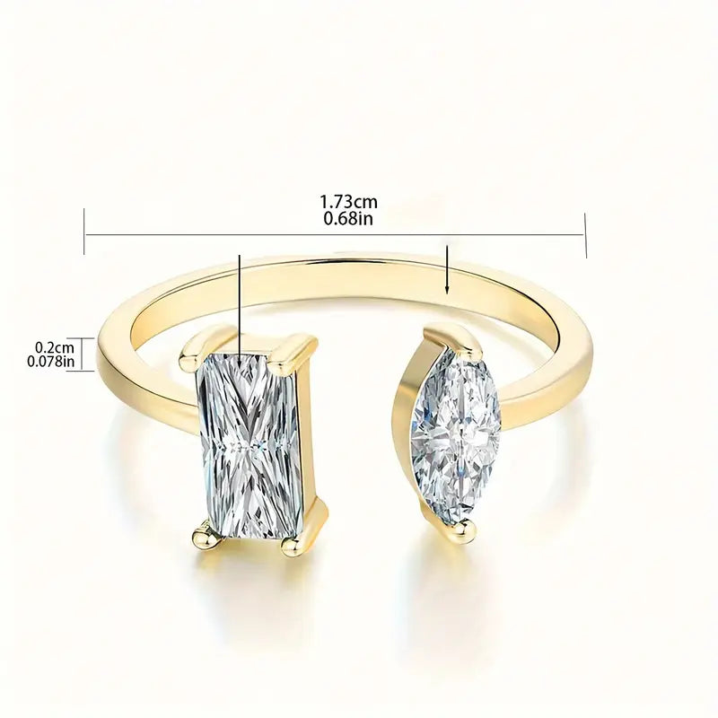 Adjustable CZ Ring - Geometric Women's Fashion Jewelry