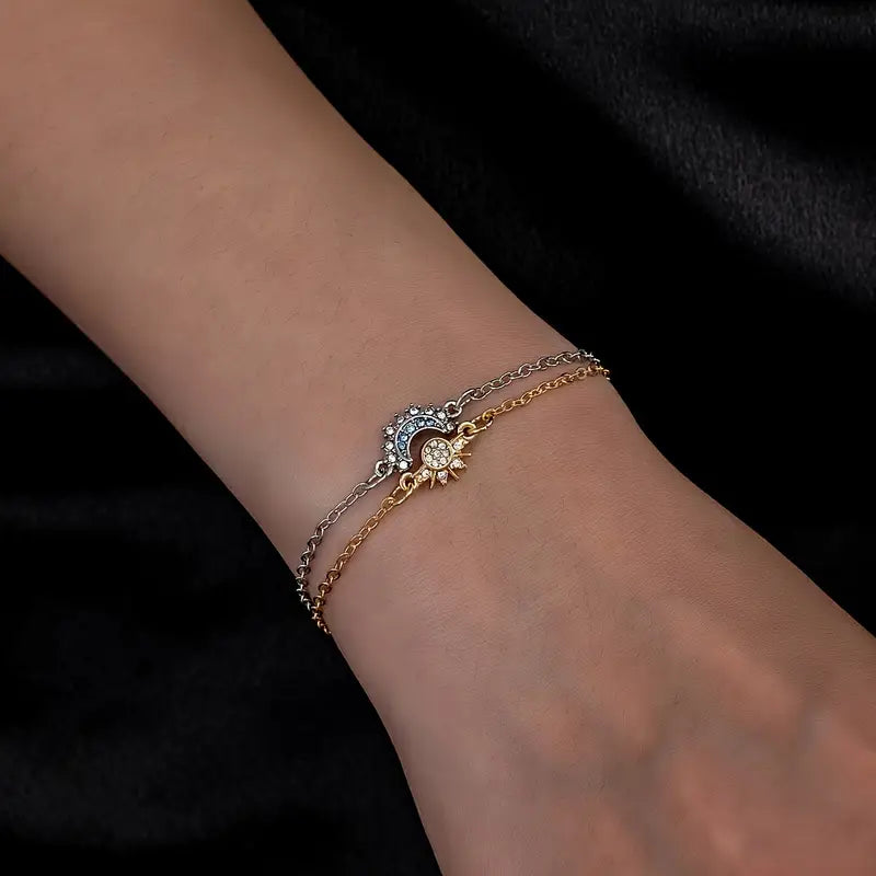 Sun Moon Bracelet Set - Alloy Charm Bracelets Jewelry