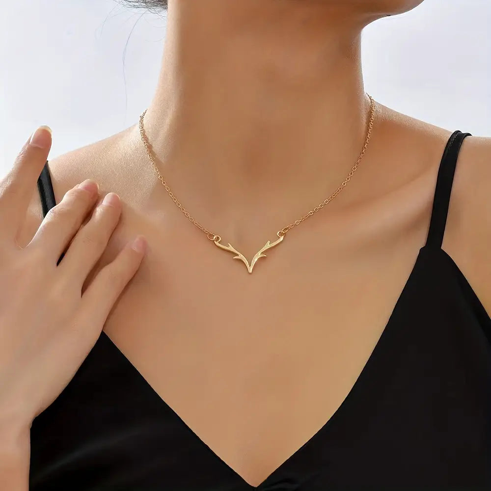 Minimalistische stijl hertengewei-vormige sleutelbeenketting