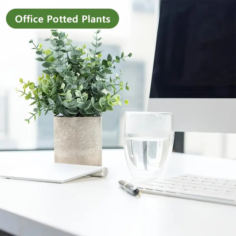Artificial Eucalyptus Potted Plants Set - Small Faux Decor