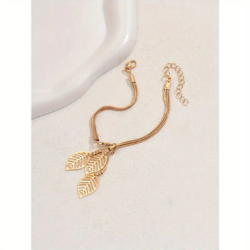 Leaf Bracelet Women Copper Fall Jewelry Openwork Gift