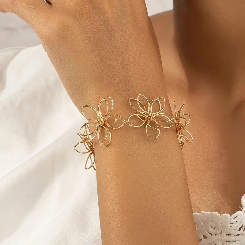 Boho Flower Bracelet - Hollow Chain Hand Jewelry