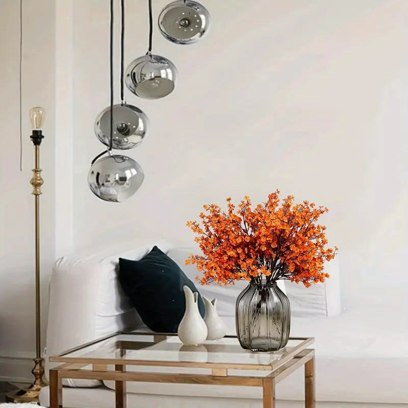 Fleurs artificielles orange – Décoration polyvalente pour Noël et Thanksgiving (1 pièce/6 pièces)