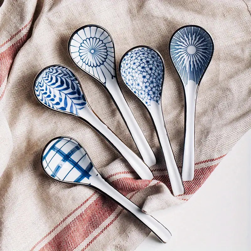 5pcs Set Handcrafted Japanese Porcelain Spoons