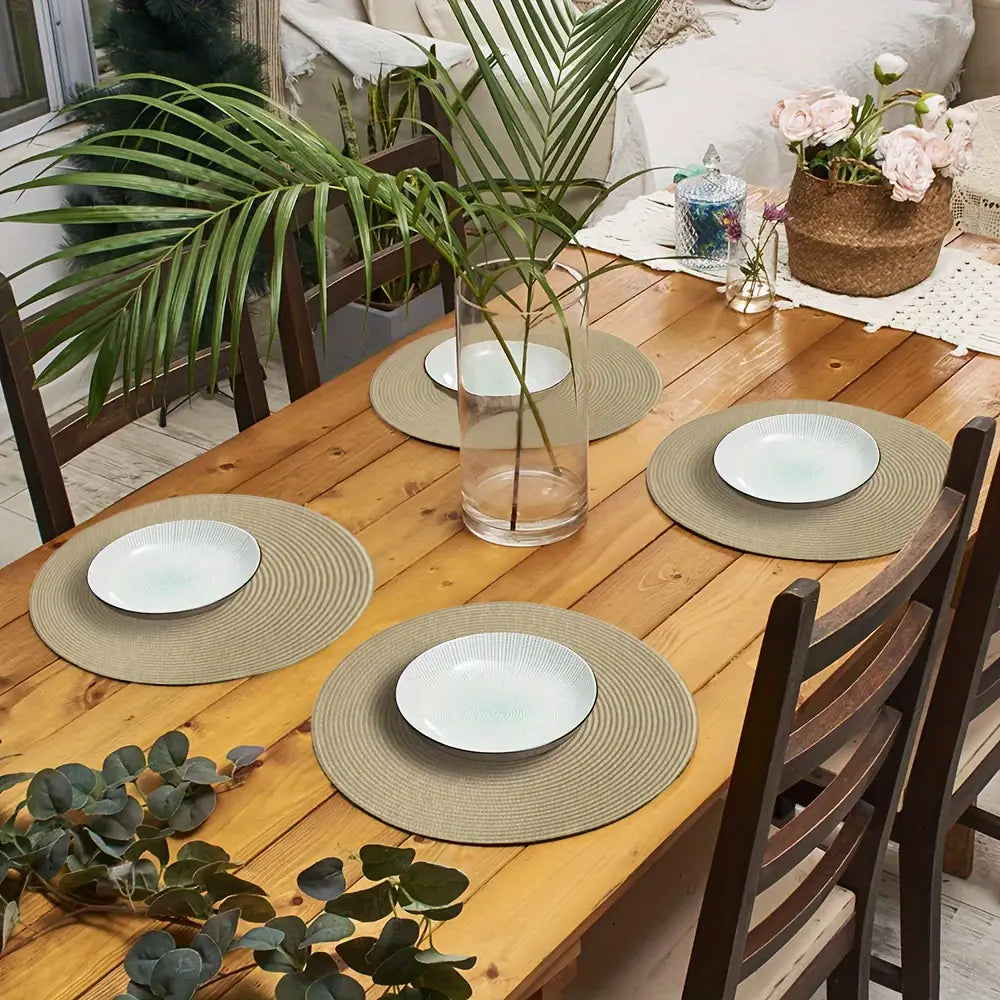 4pcs Round Braided Placemats