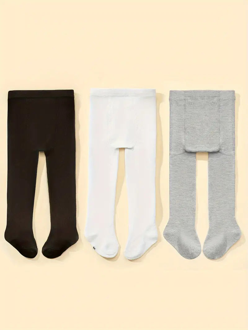 3-pack effenkleurige panty's voor meisjes - rekbare polyester leggings voor lente/zomermode