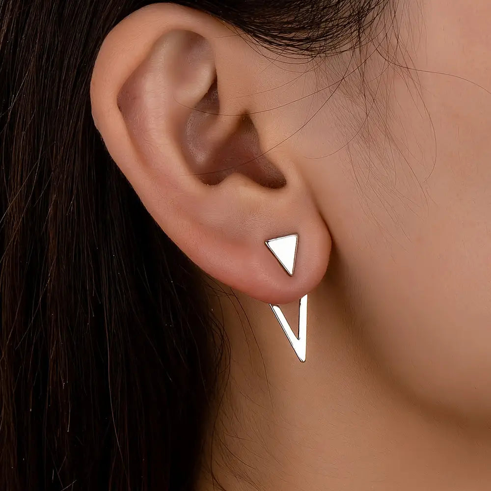 Ensemble de boucles d'oreilles à tige géométriques triangulaires à double usage pour femme