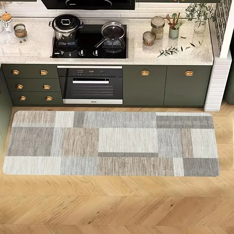 1 tapis à carreaux de couleur claire