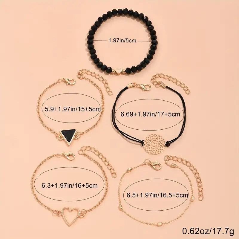 Heart Charm Bracelet Set - Bohemian Vintage Coin Bracelets Women