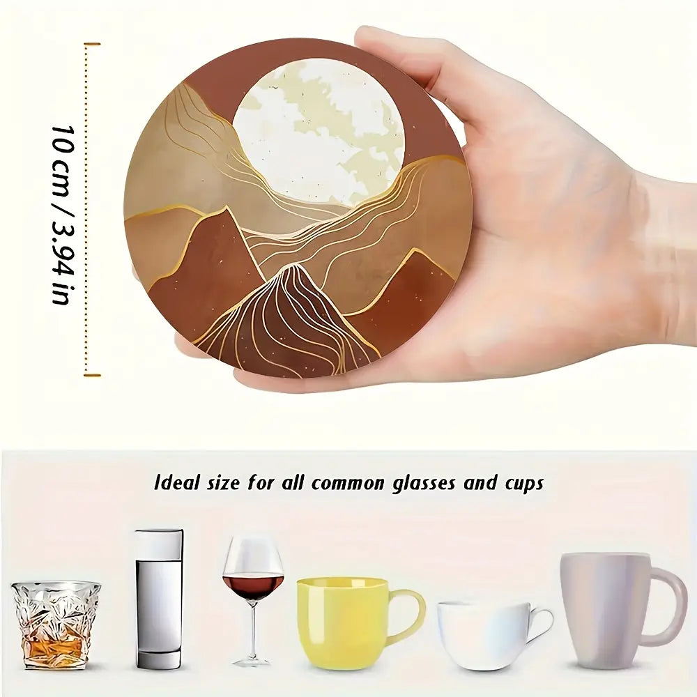 6pcs Set Bohemian Style Wood Coasters for Drinks