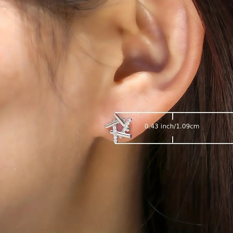 925 Silver CZ Hollow Earrings - Bridal Jewelry