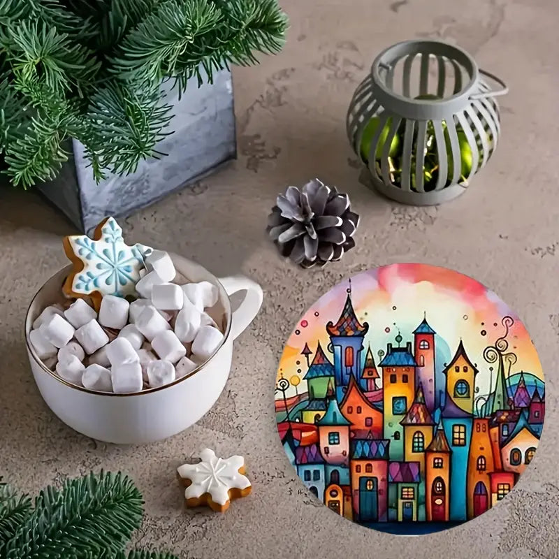 6pcs Artistic Wooden Coaster Set for Drinks