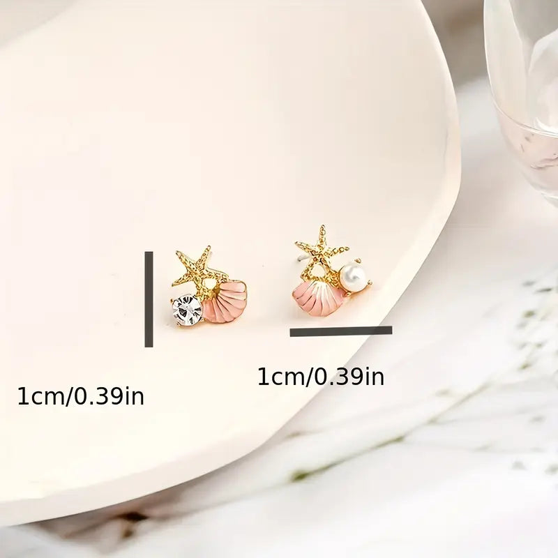 Shell Stud Earrings - Vintage Nautical Jewelry