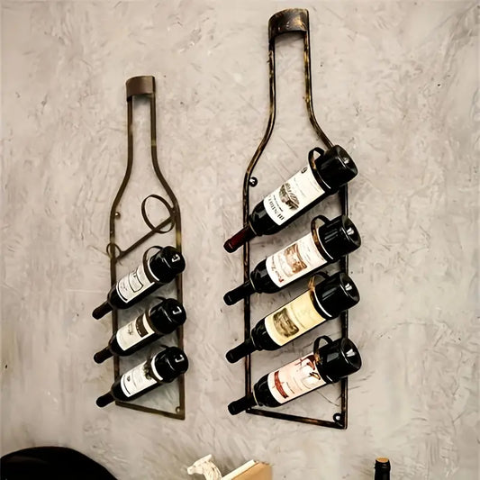 Casier à vin mural vintage en bronze – Peut contenir 4 bouteilles pour la cuisine et la salle à manger