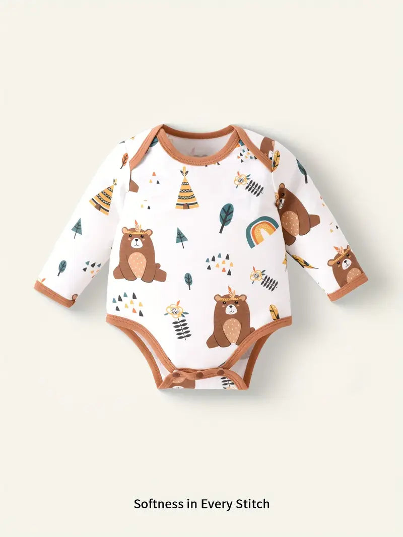 Babyjongensoutfit met printbreisel - Set van top met lange mouwen en broek met bijpassende muts en handschoenen