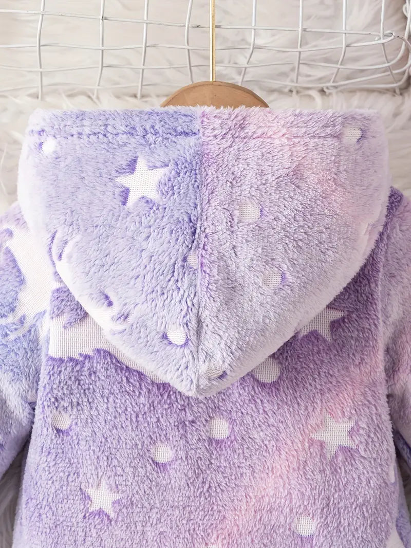 Robe polaire à capuche pour fille | Tenue de jeu mi-longue à manches longues pour l'automne et l'hiver