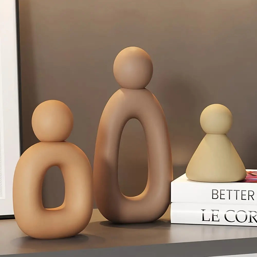 3pcs Abstract Family Resin Figurines Home Decor