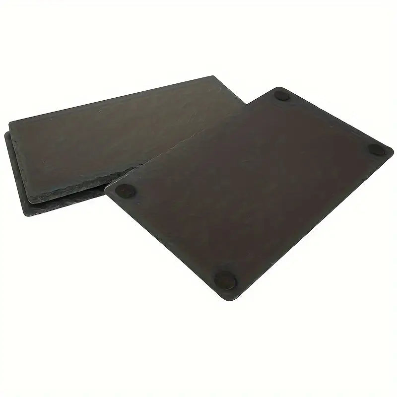 2-Pack Black Stone Slate Platters with 2 Chalk Pens