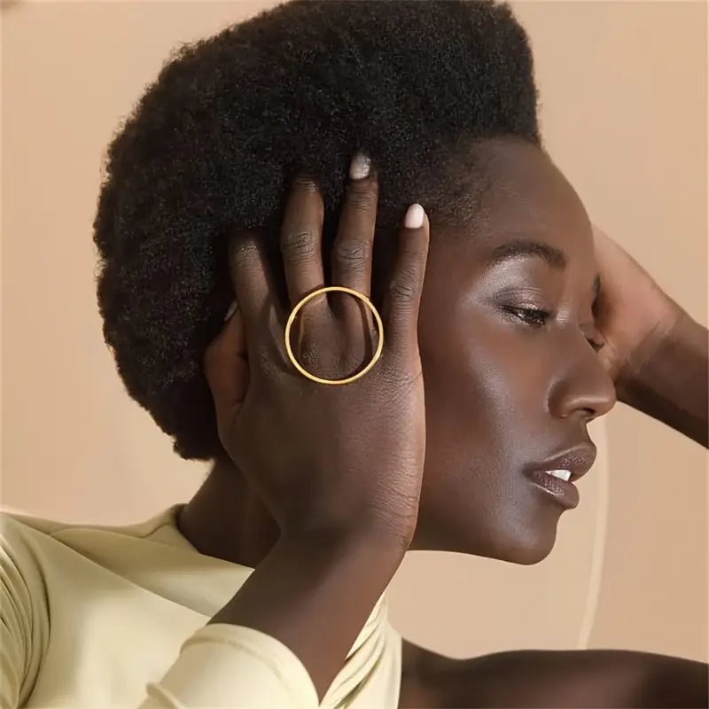 Bague circulaire creuse géométrique unique, design élégant et unique