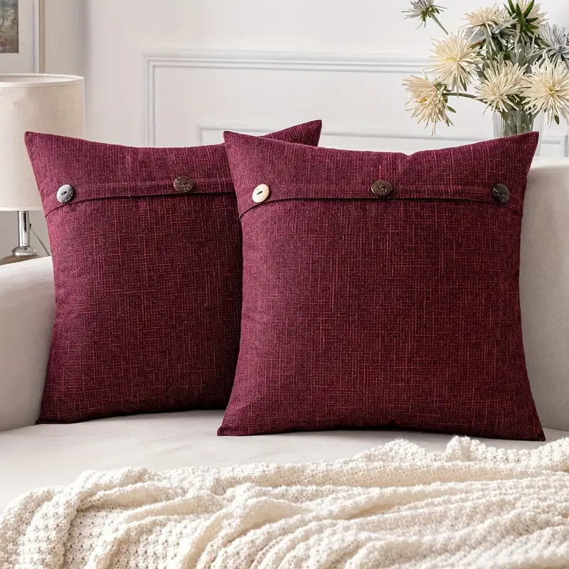 Housse de coussin vintage à trois boutons – Lavage à la main uniquement, tissu en polyester tissé (1 pièce, sans insert)