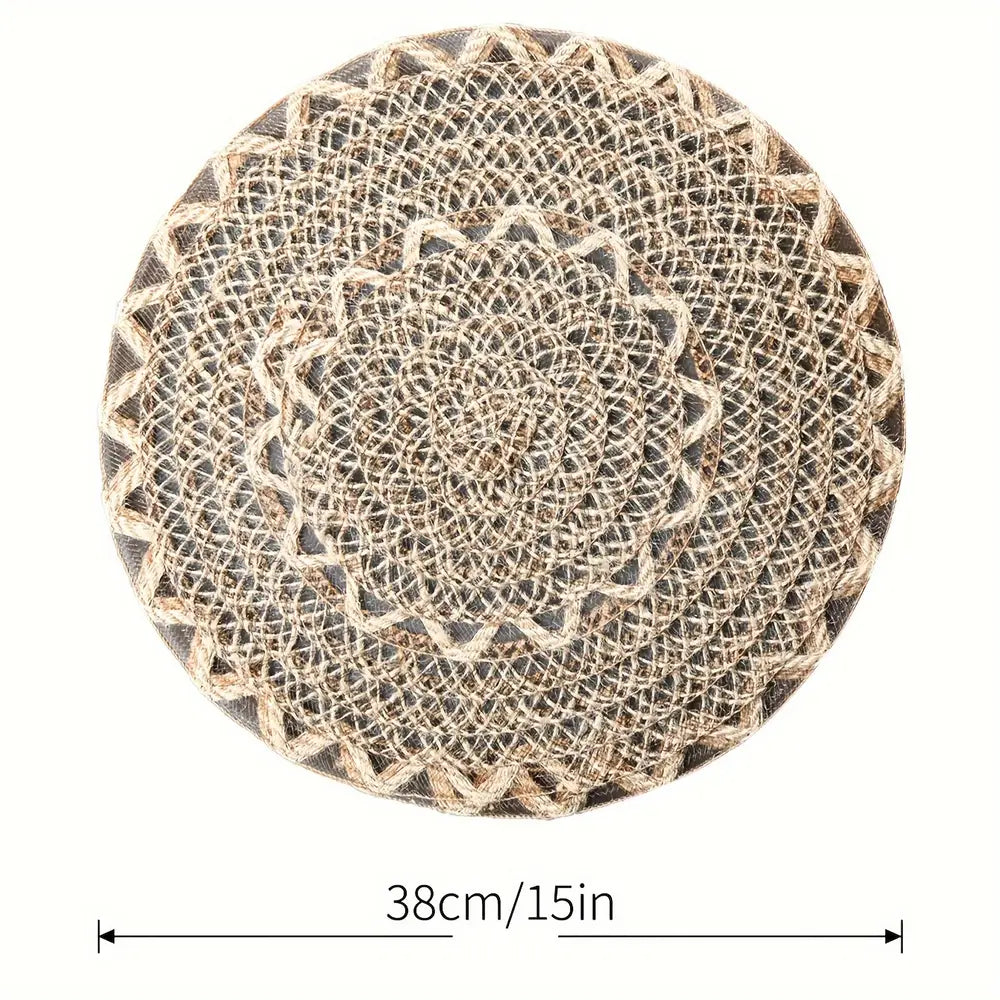 4pcs Set of Bohemian Style Woven Jute Placemats