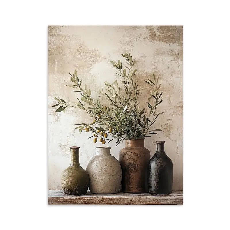 Boom in decoratieve vaas - Frameloze canvaskunst voor moderne interieurdecoratie