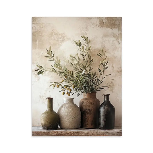 Arbre dans un vase décoratif – Toile sans cadre pour une décoration intérieure moderne