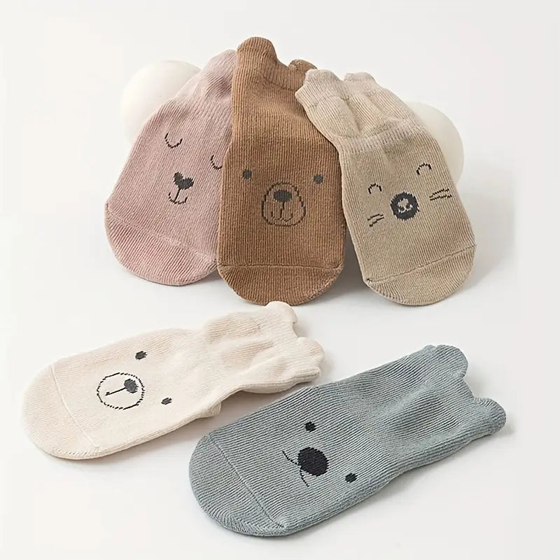 Lot de 5 paires de chaussettes mi-mollet pour enfants | Chaussettes tendance en coton mélangé respirant pour garçons et filles